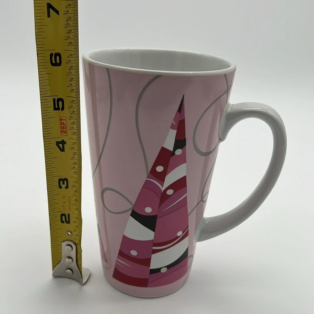 Starbucks Coffee 2004 Pink Holiday Christmas Tree Tall Ceramic Mug Cup - Picture 10 of 11